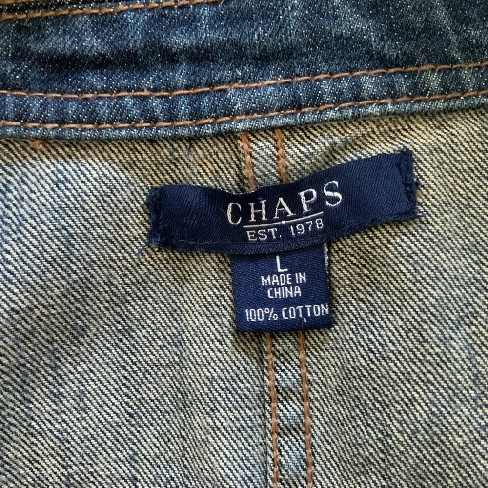 Vintage Chaps Womens Jean Jacket Dark Blue Denim Blazer Jacket Fitted Minimalist - Picture 14 of 14